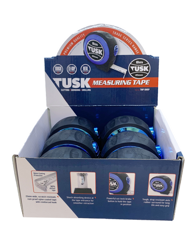 Measuring Tape 8M x 25mm Blue 6pc pack